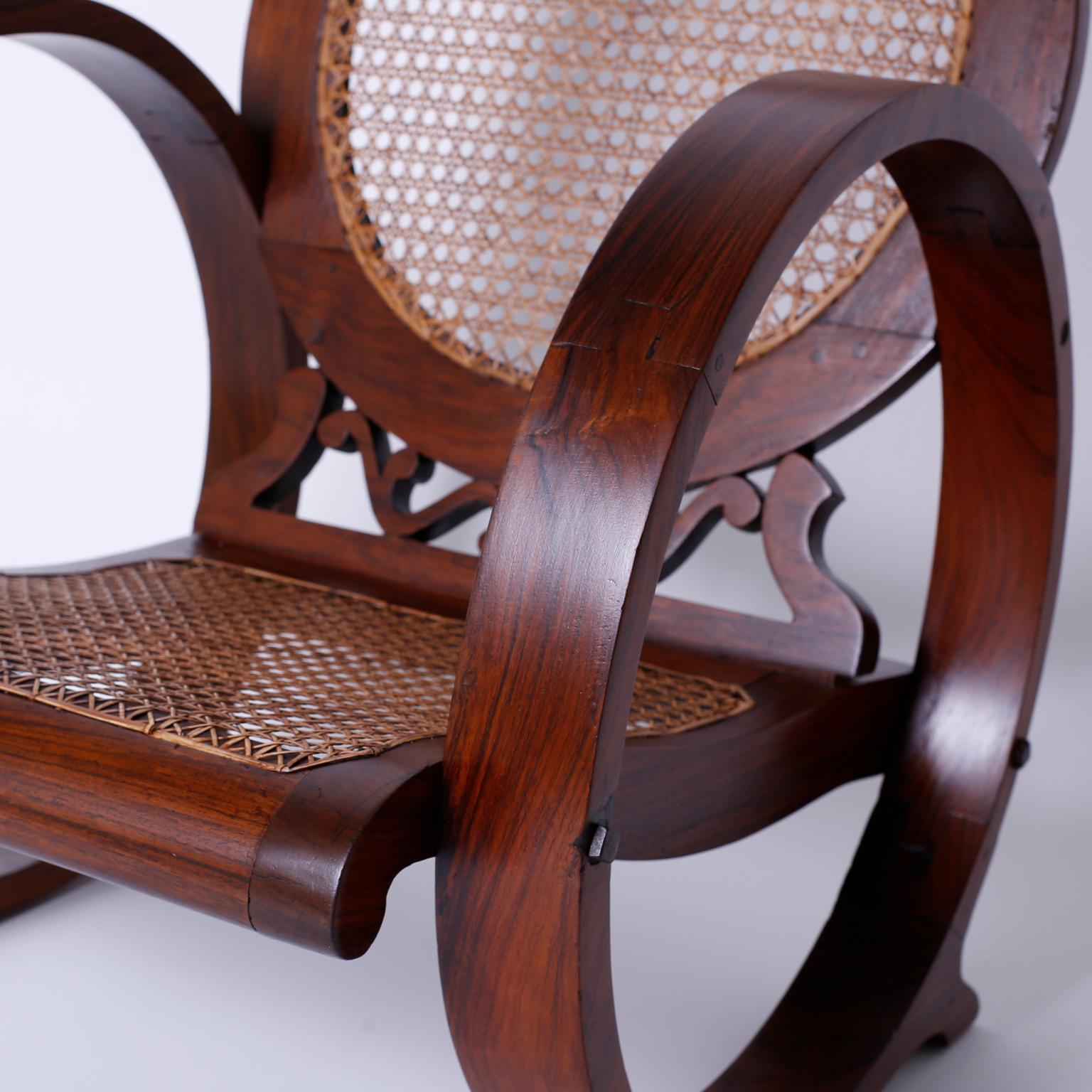 British Colonial Rosewood Caned Chair Probably Jamaican In Good Condition In Palm Beach, FL
