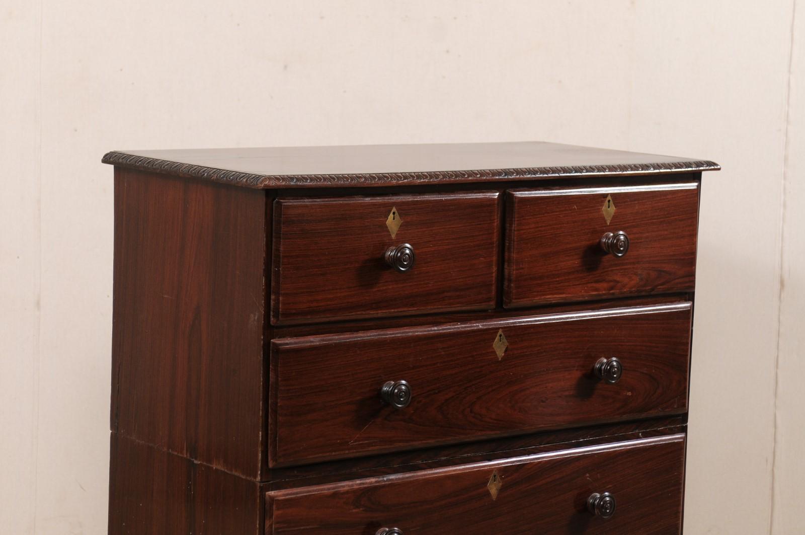 Indian British Colonial Rosewood Chest of Drawers w/ Egg-n-Dart Trim, Early 20th C For Sale