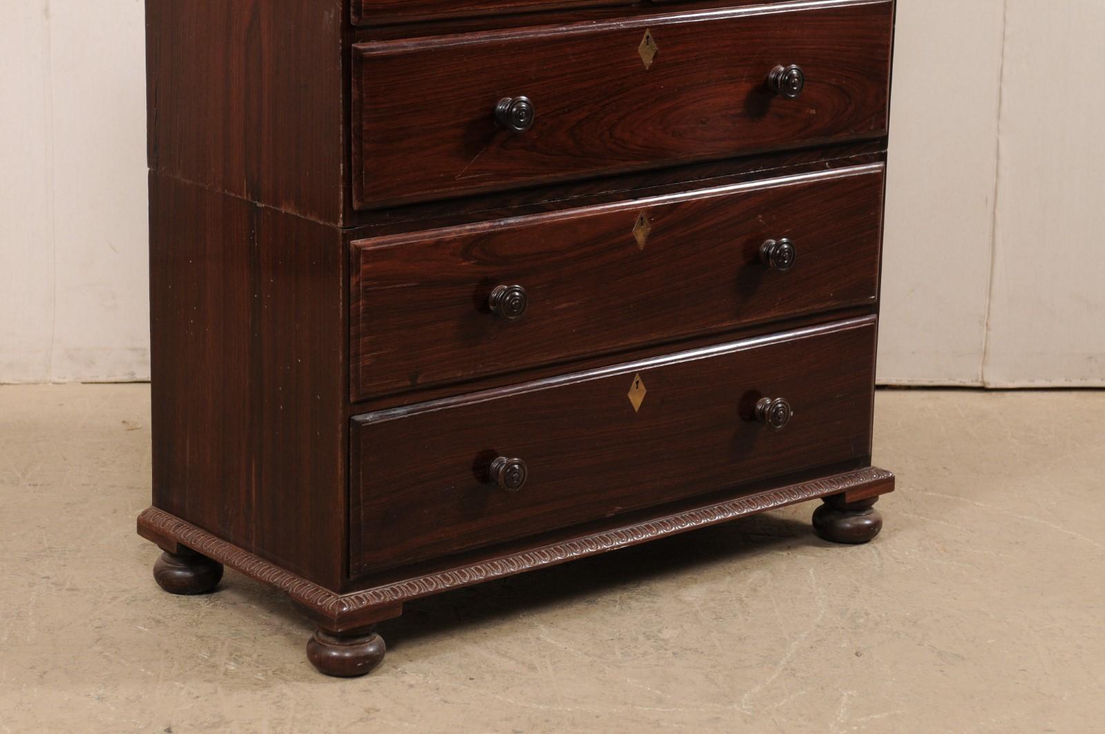 British Colonial Rosewood Chest of Drawers w/ Egg-n-Dart Trim, Early 20th C In Good Condition For Sale In Atlanta, GA