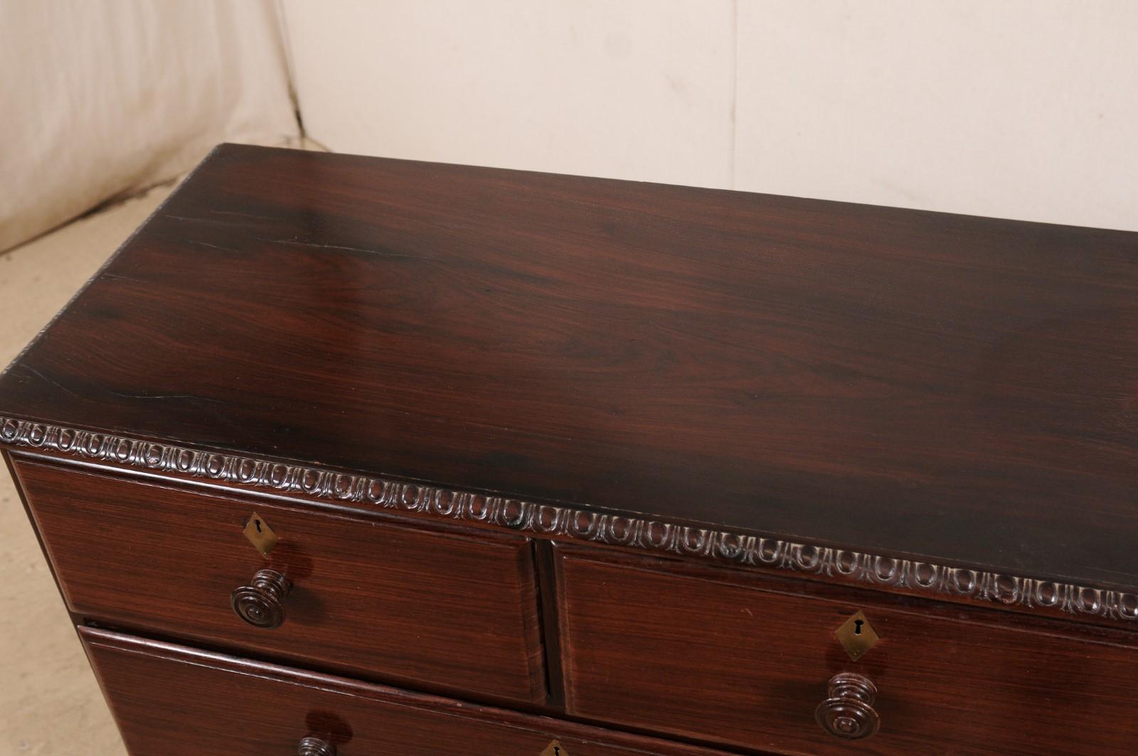 20th Century British Colonial Rosewood Chest of Drawers w/ Egg-n-Dart Trim, Early 20th C For Sale
