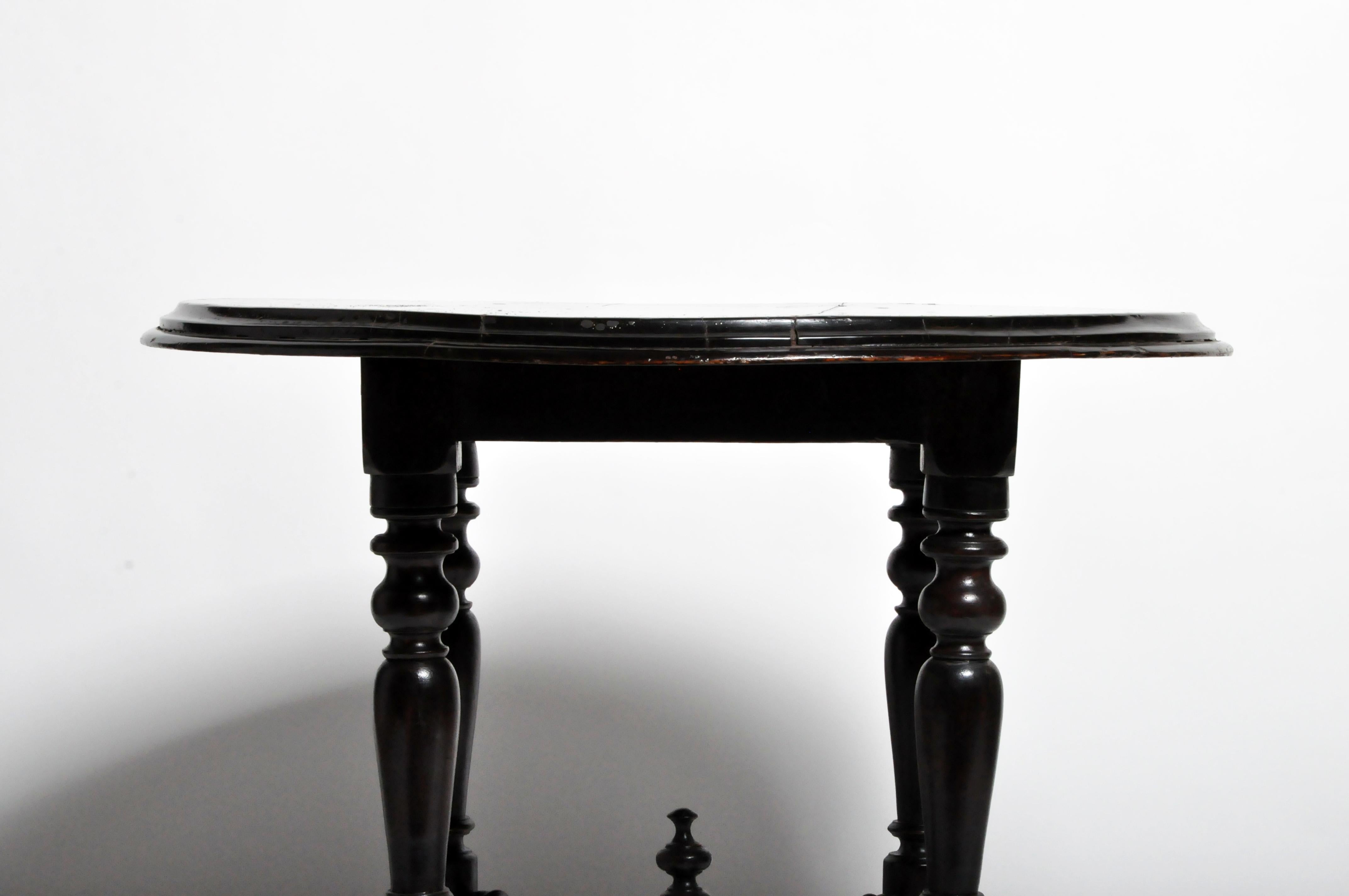 Burmese British Colonial Round Table with Turned Legs