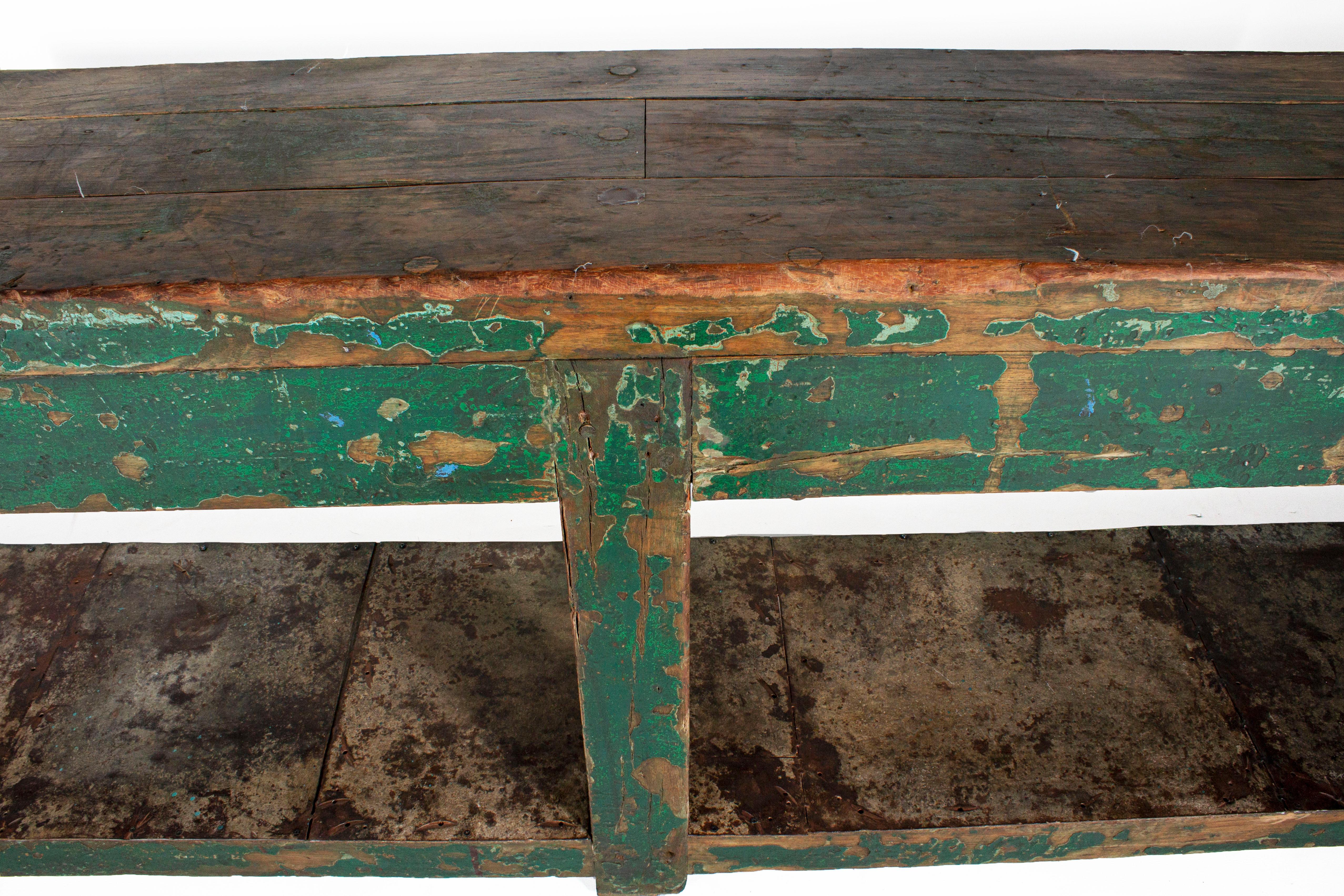 18th Century and Earlier British Colonial Server in Original Paint Patina, Green