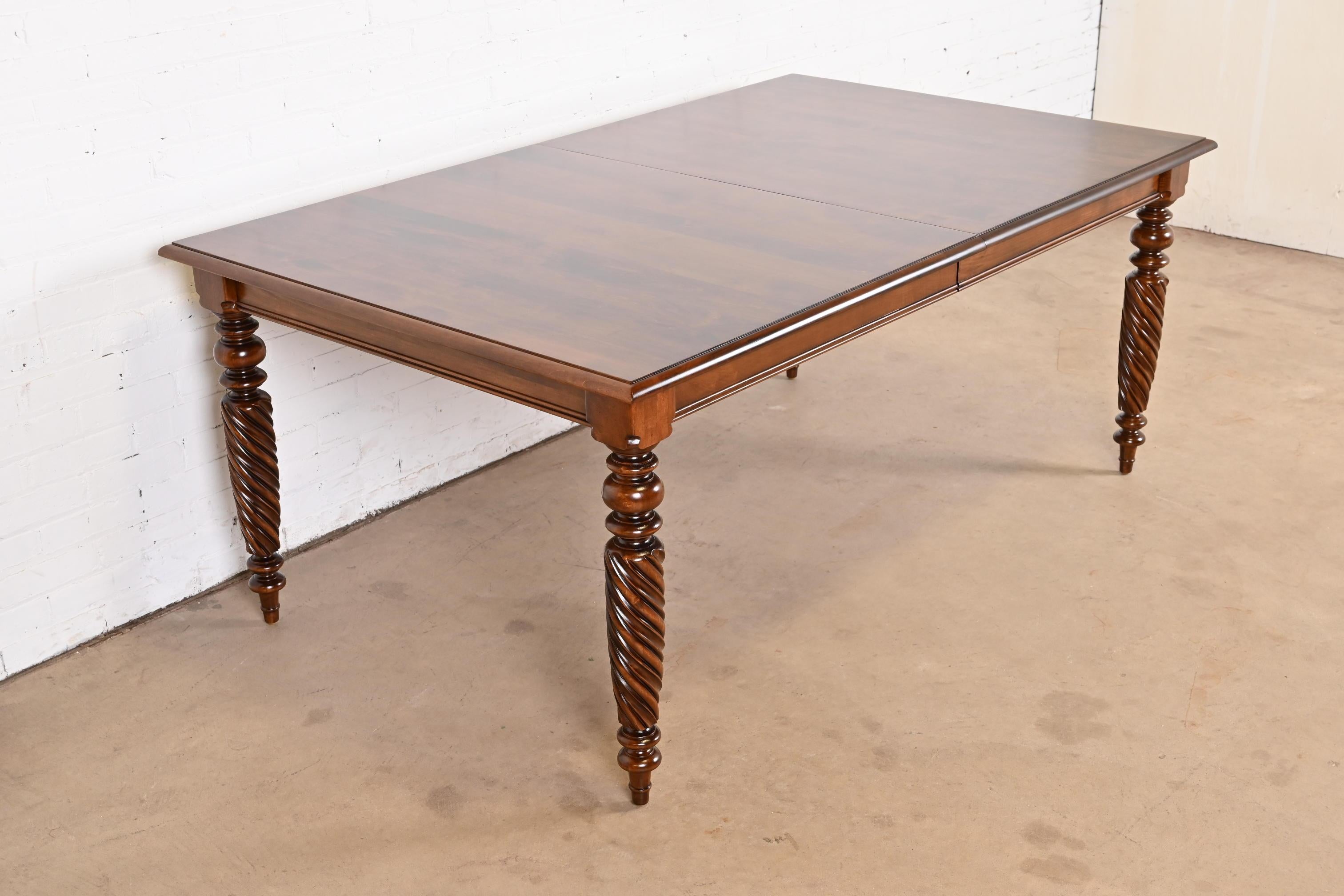 British Colonial Solid Maple Extension Dining Table, Newly Refinished For Sale 8