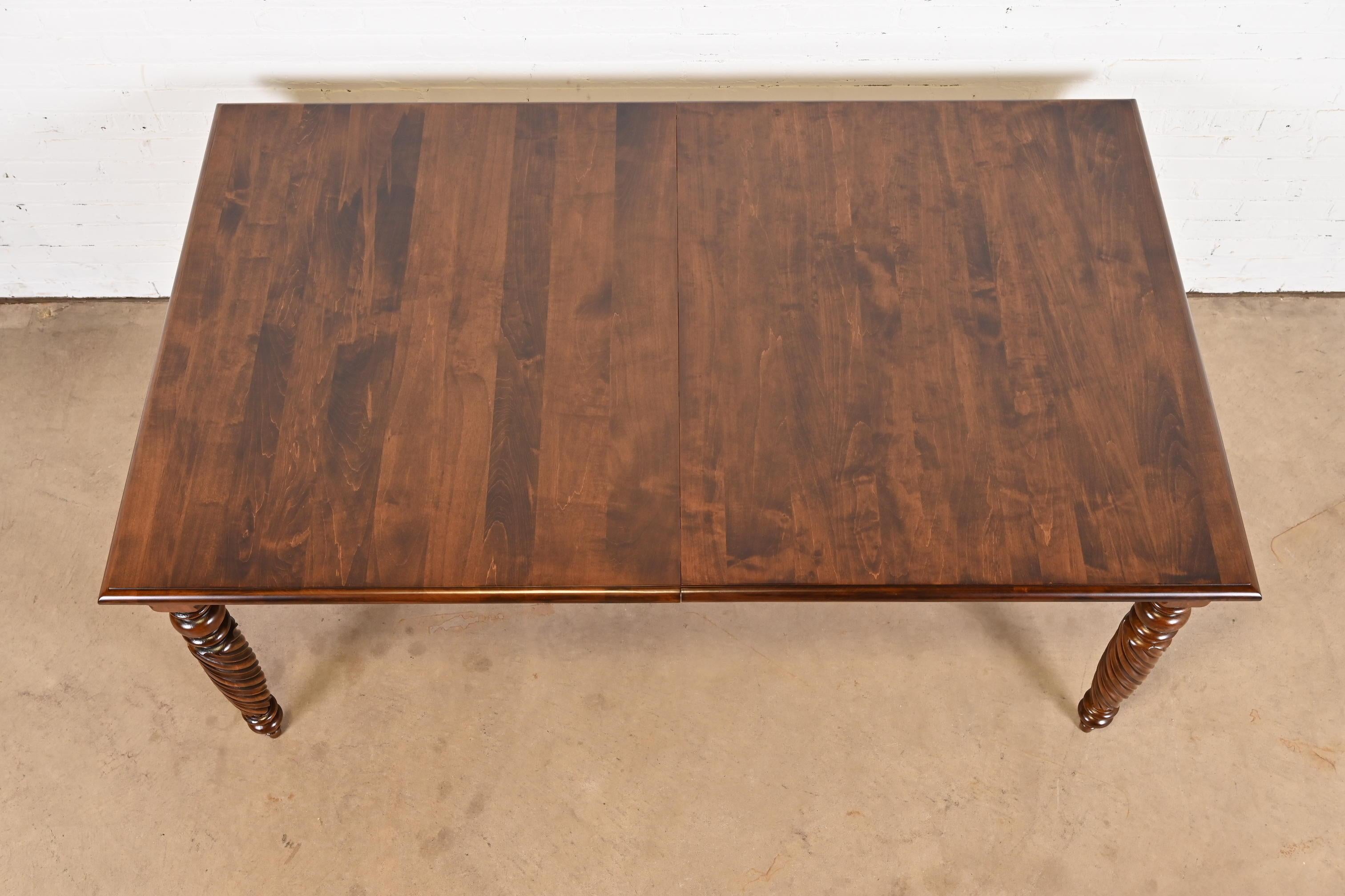British Colonial Solid Maple Extension Dining Table, Newly Refinished For Sale 9