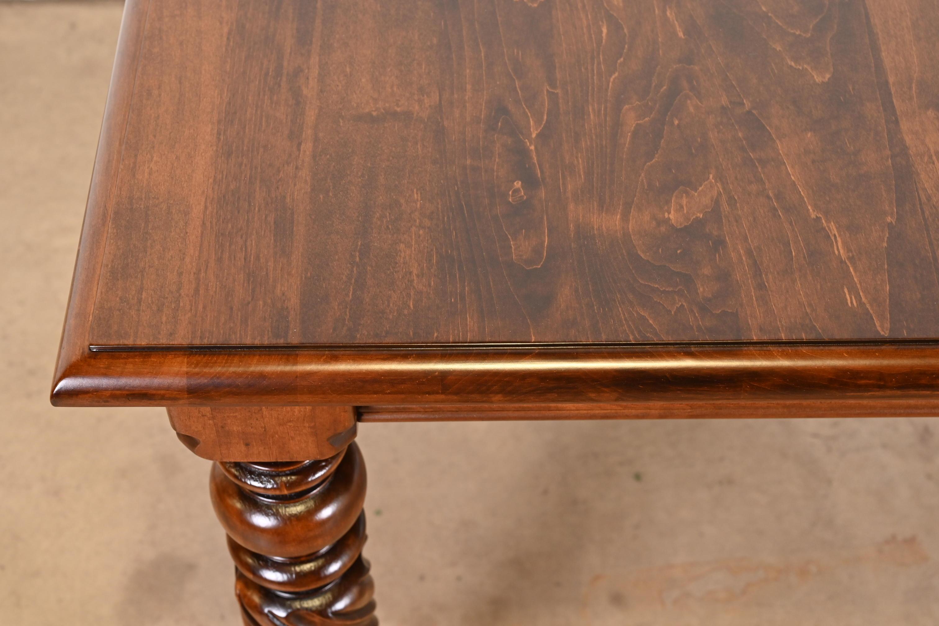 British Colonial Solid Maple Extension Dining Table, Newly Refinished For Sale 10