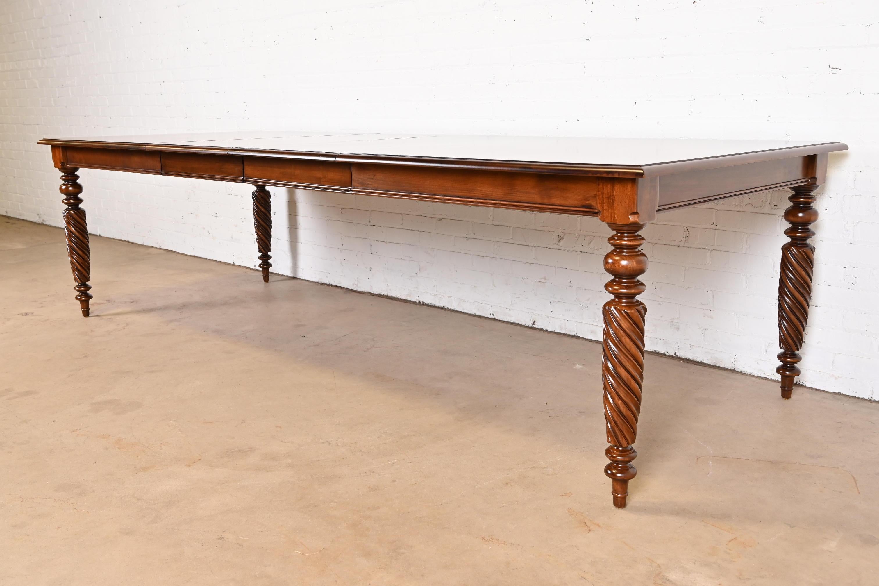 20th Century British Colonial Solid Maple Extension Dining Table, Newly Refinished For Sale