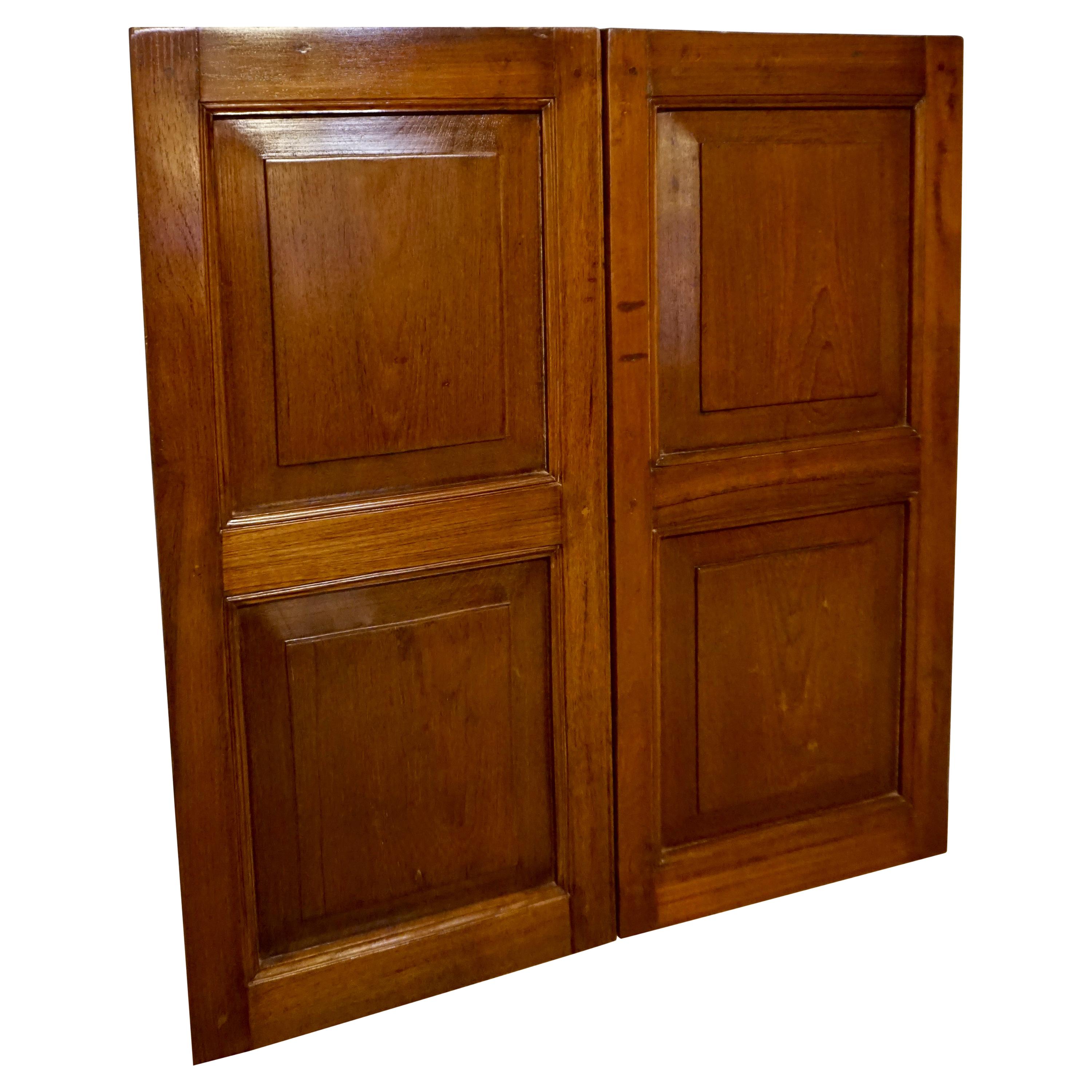 British Colonial Solid Teak Plantation Shutters with Panel Work Dovetailed For Sale