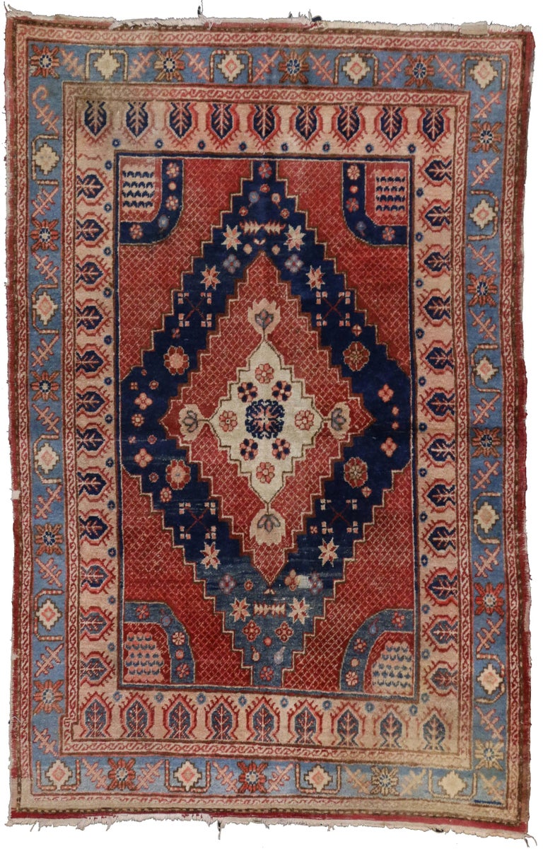 British Colonial Style Antique Persian Hamadan Rug, Entry or Foyer Rug