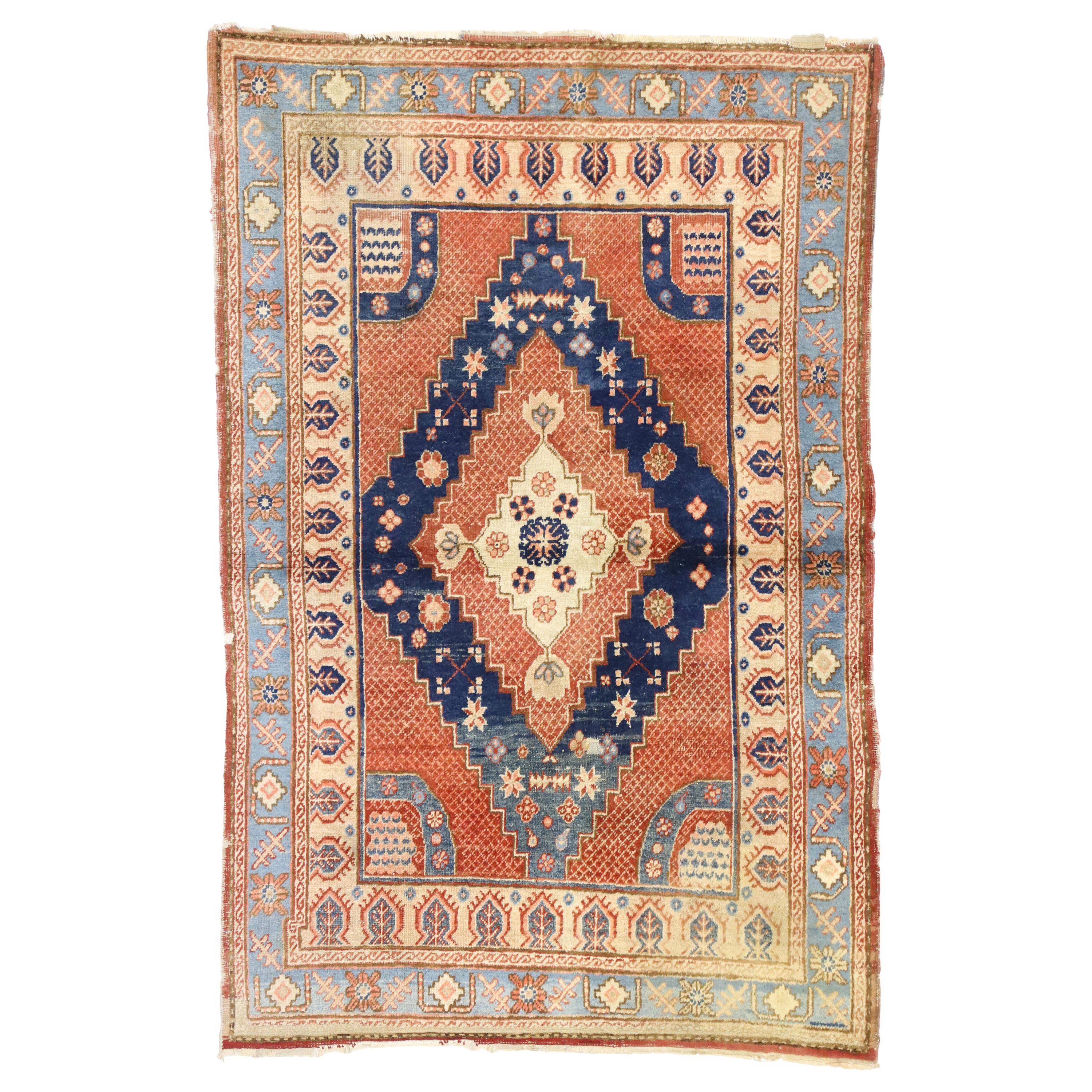 British Colonial Style Antique Persian Hamadan Rug, Entry or Foyer Rug
