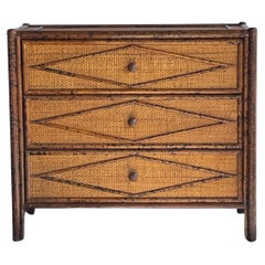 British Colonial Style Bamboo and Cane Chest of Drawers