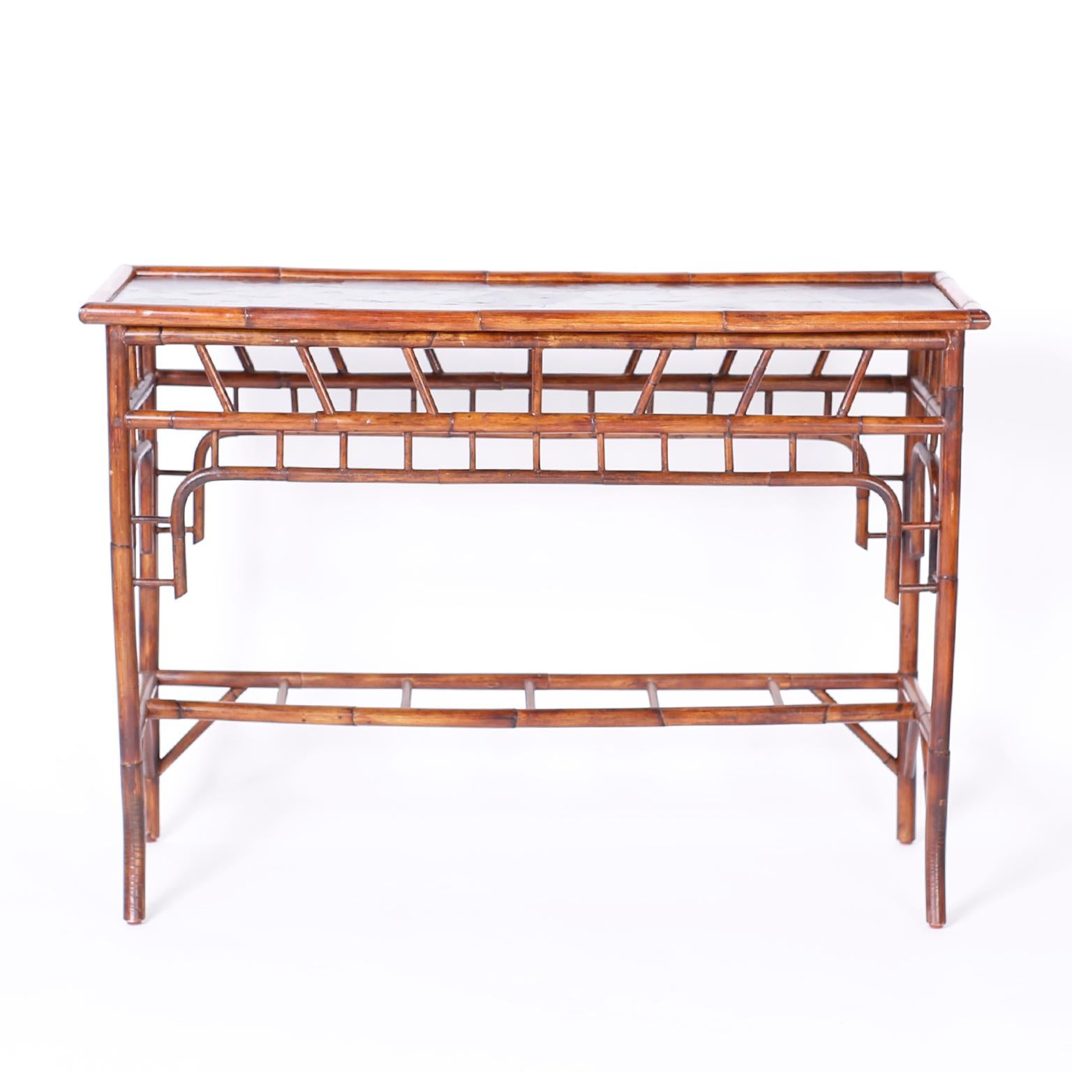 Philippine British Colonial Style Bamboo Console