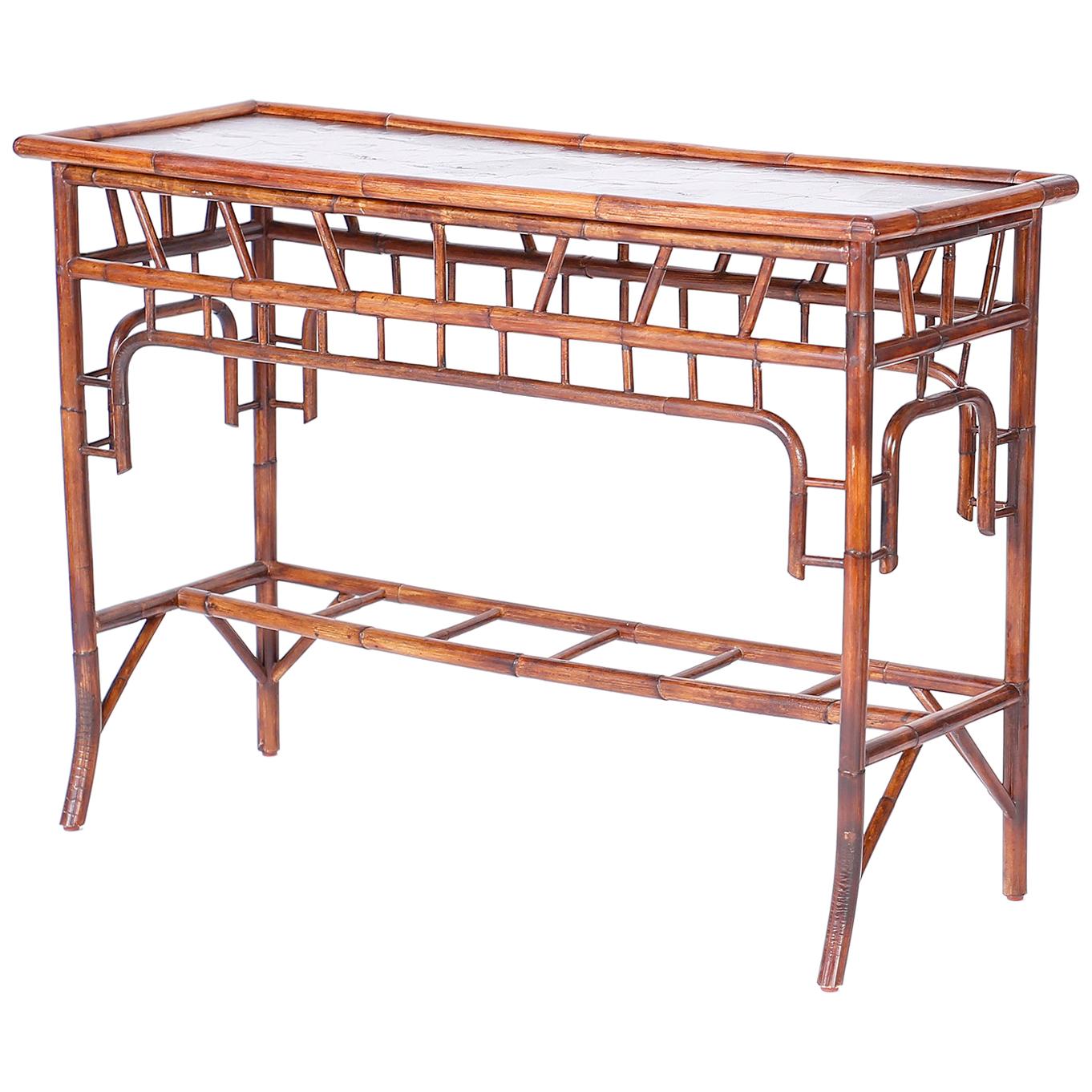 British Colonial Style Bamboo Console