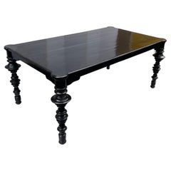 British Colonial Style Black Lacquer Dining Table or Desk