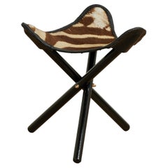 British Colonial Style Burchell Zebra Folding Stool or Seat