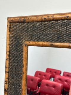 Miroir mural en bambou et canne brûlée de style British Colonial