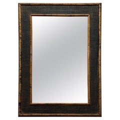 British Colonial Style Burnt Bamboo and Cane Wall Mirror