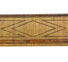British Colonial Style Burnt Bamboo Faux Tortoise & Grasscloth Headboard - Queen