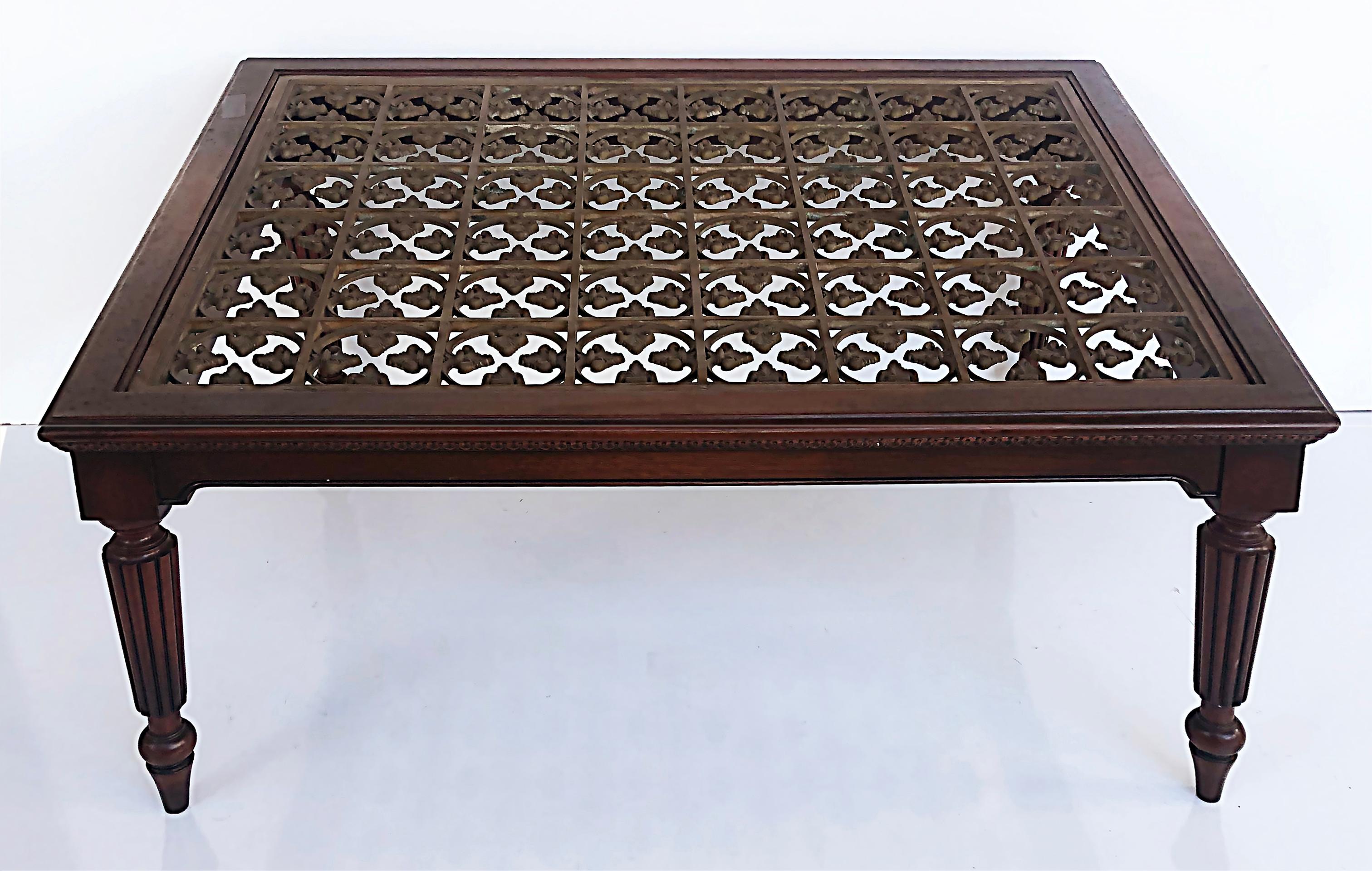 British Colonial Style Coffee Table with Inset Bronze, Christie's Auction Label For Sale 3