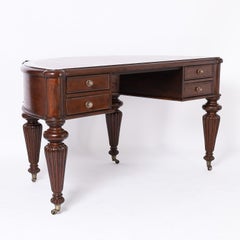 British Colonial Style Demi-Lune Leather Top Desk