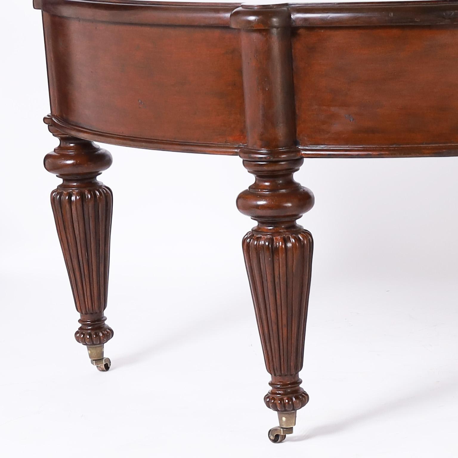British Colonial Style Demi-Lune Leather Top Desk 1