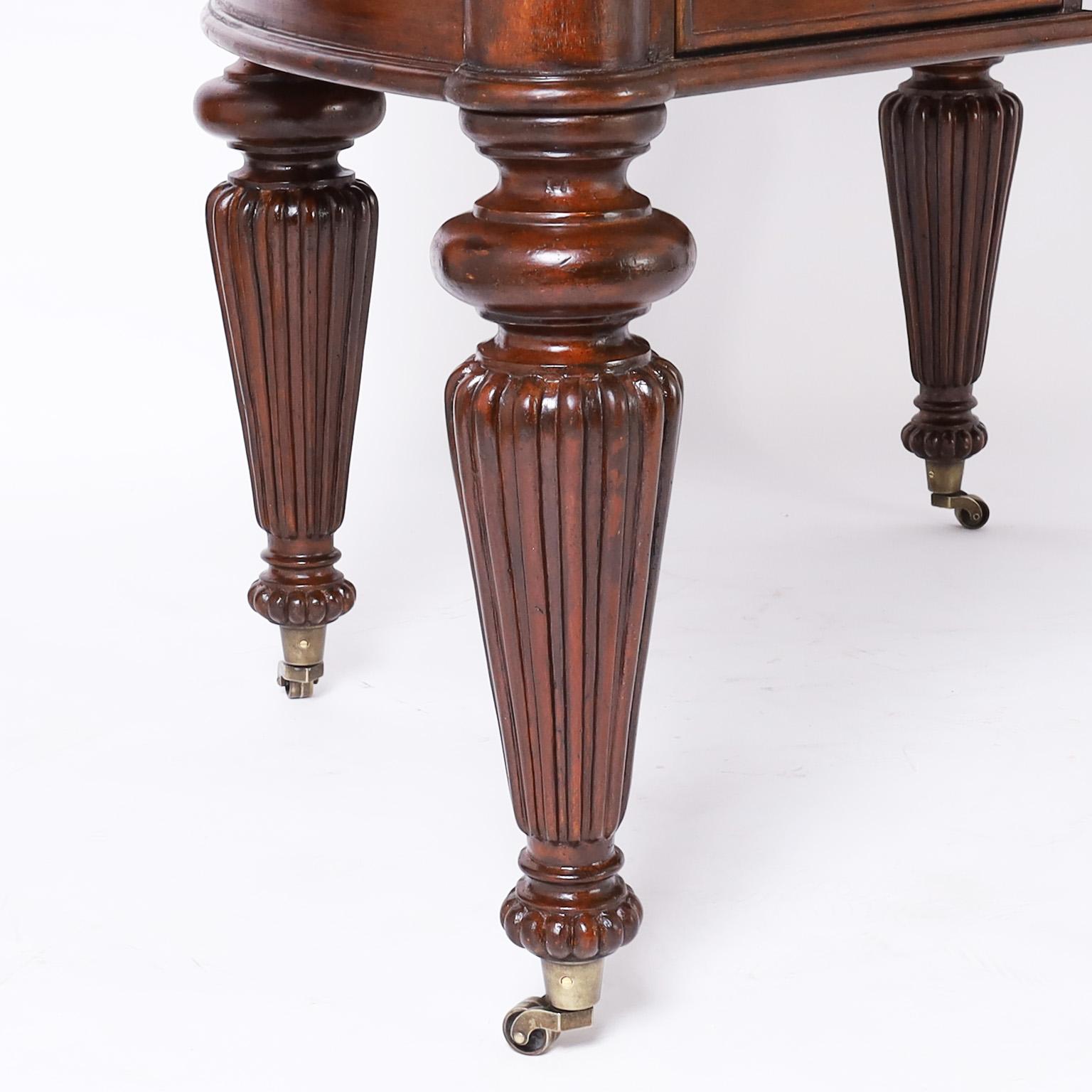 British Colonial Style Demi-Lune Leather Top Desk 2