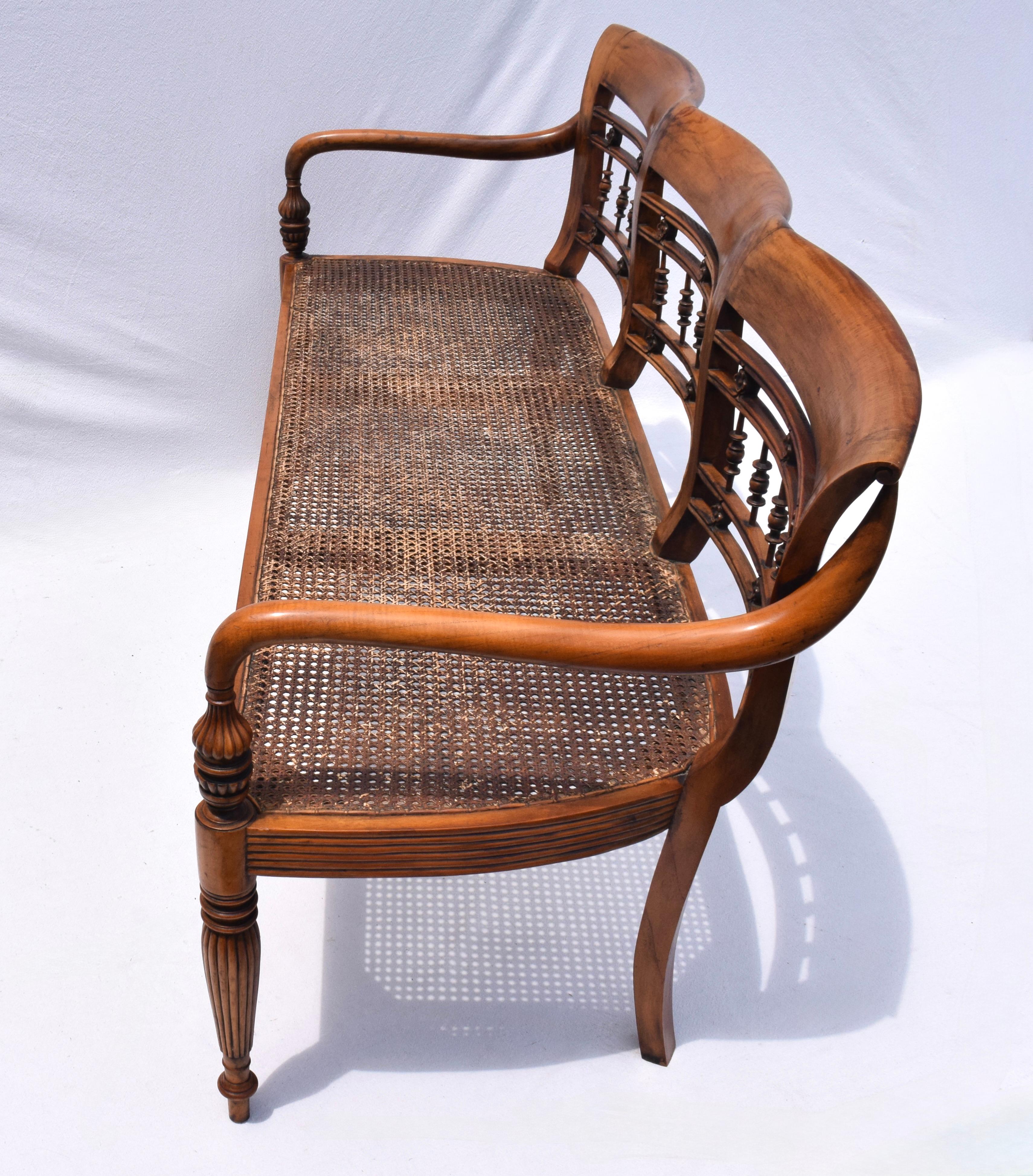 Panchina in olmo e canna doppia in stile British Colonial in vendita 2