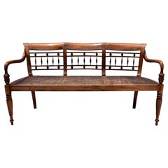Panchina in olmo e canna doppia in stile British Colonial