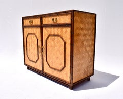 British Colonial Style Faux Bamboo and Reed Sideboard Cabinet
