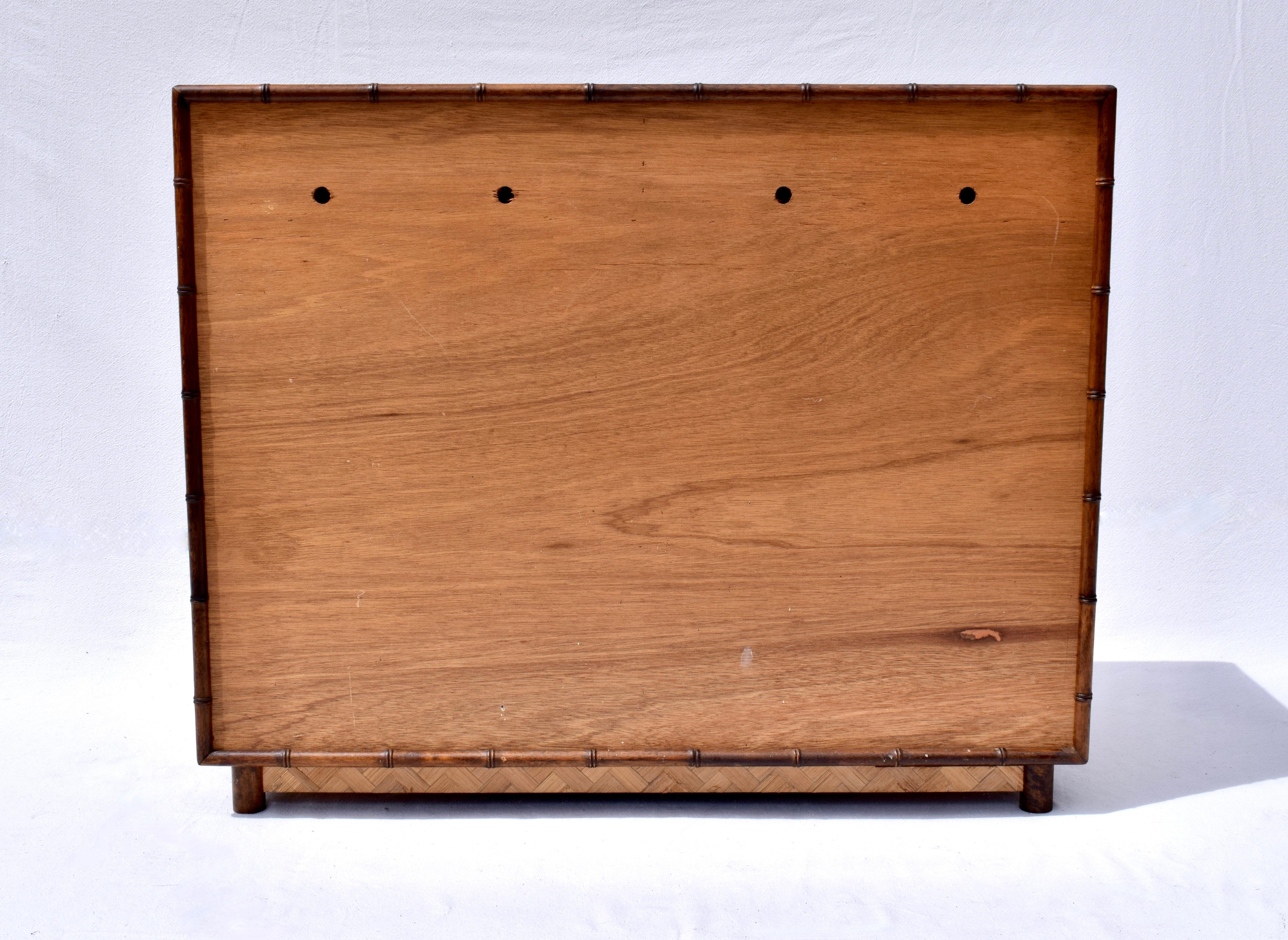 British Colonial Style Faux Bamboo and Reed Sideboard Cabinet 1