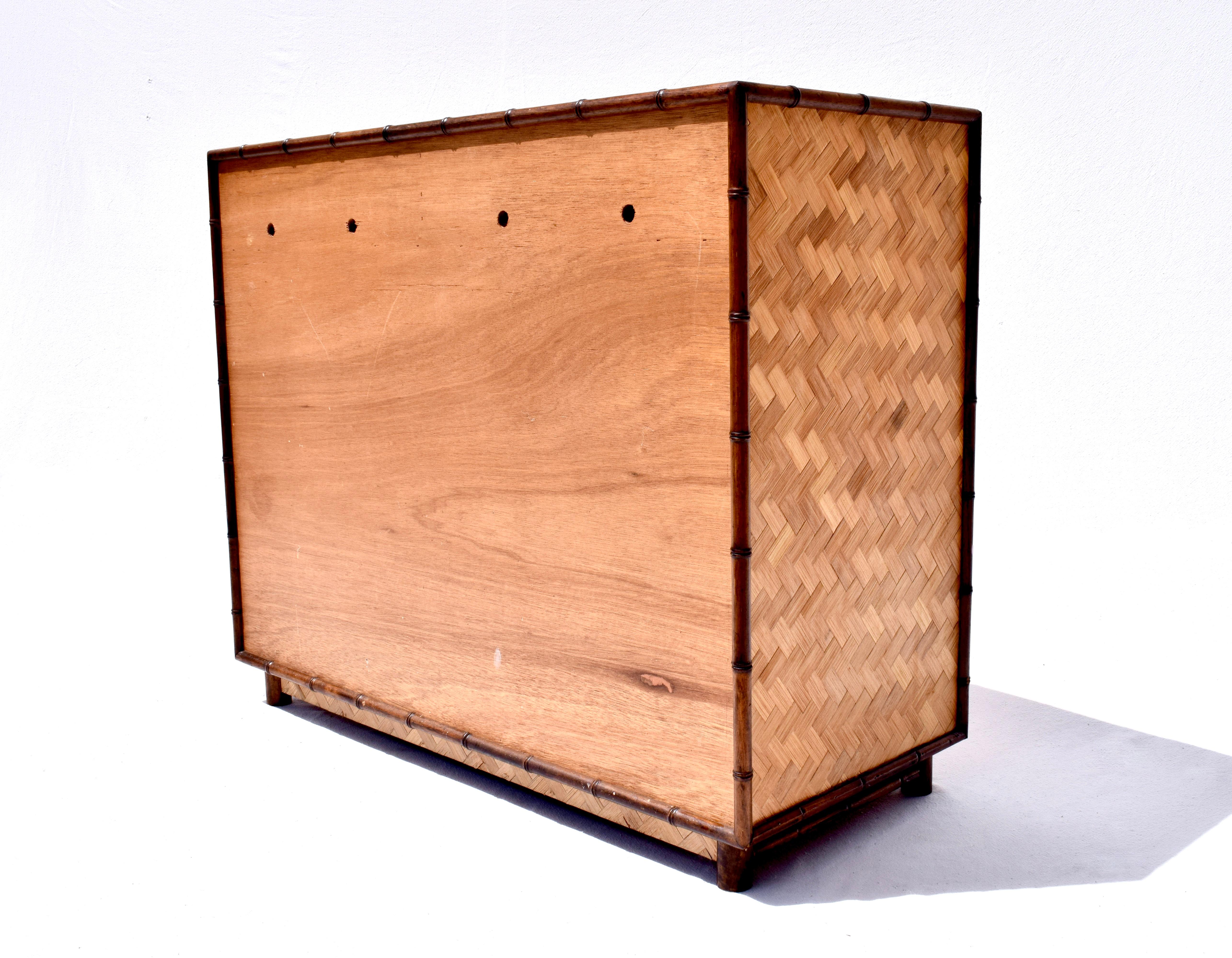 British Colonial Style Faux Bamboo and Reed Sideboard Cabinet 3