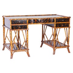 British Colonial Style Faux Bamboo and Tortoise Desk