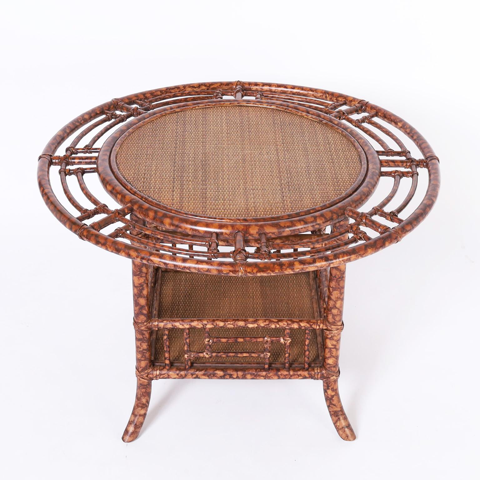 Indonesian British Colonial Style Faux Bamboo Coffee Table