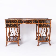 Bureau en faux bambou de style colonial britannique par Maitland-Smith