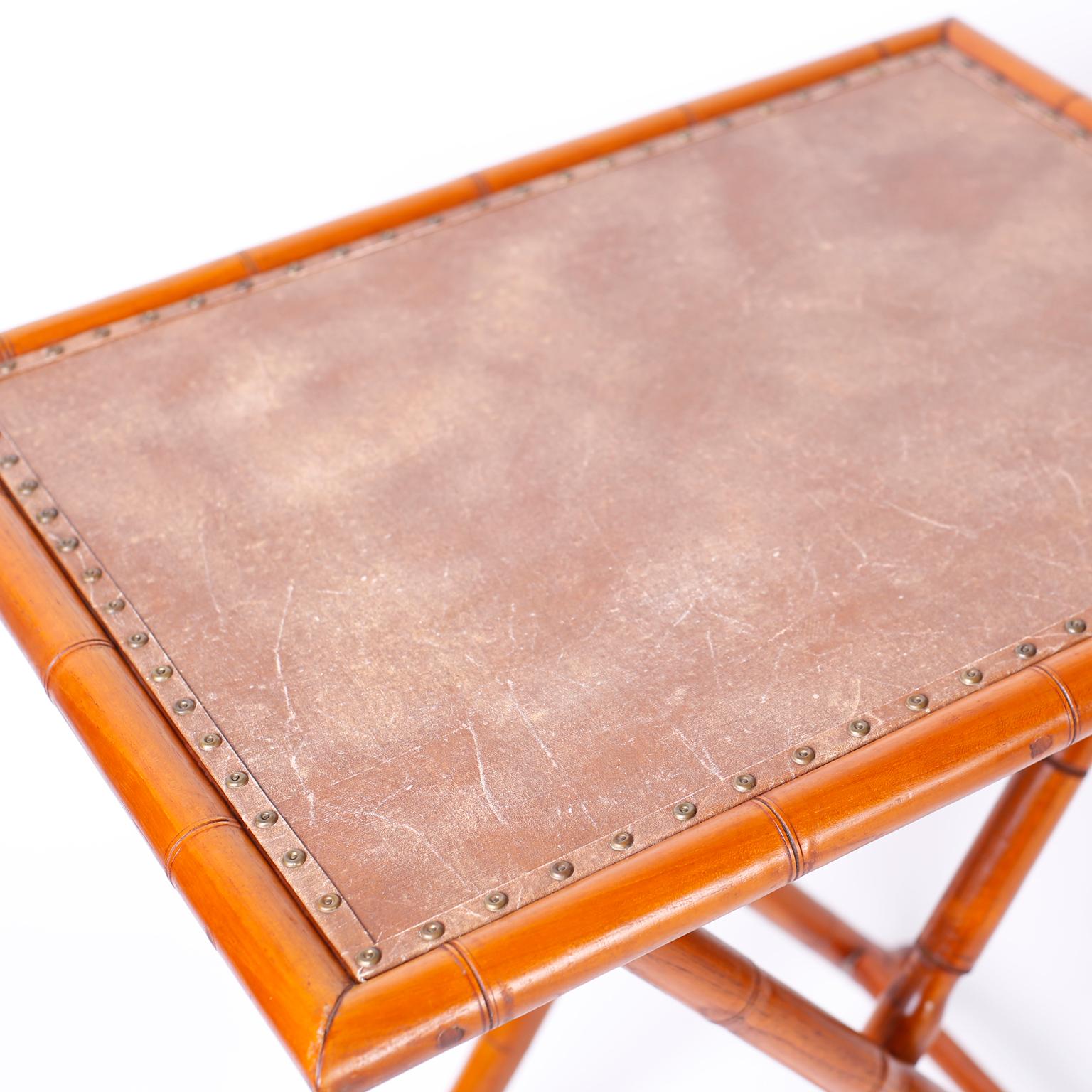 British Colonial Style Faux Bamboo Folding Chairs and Table 1