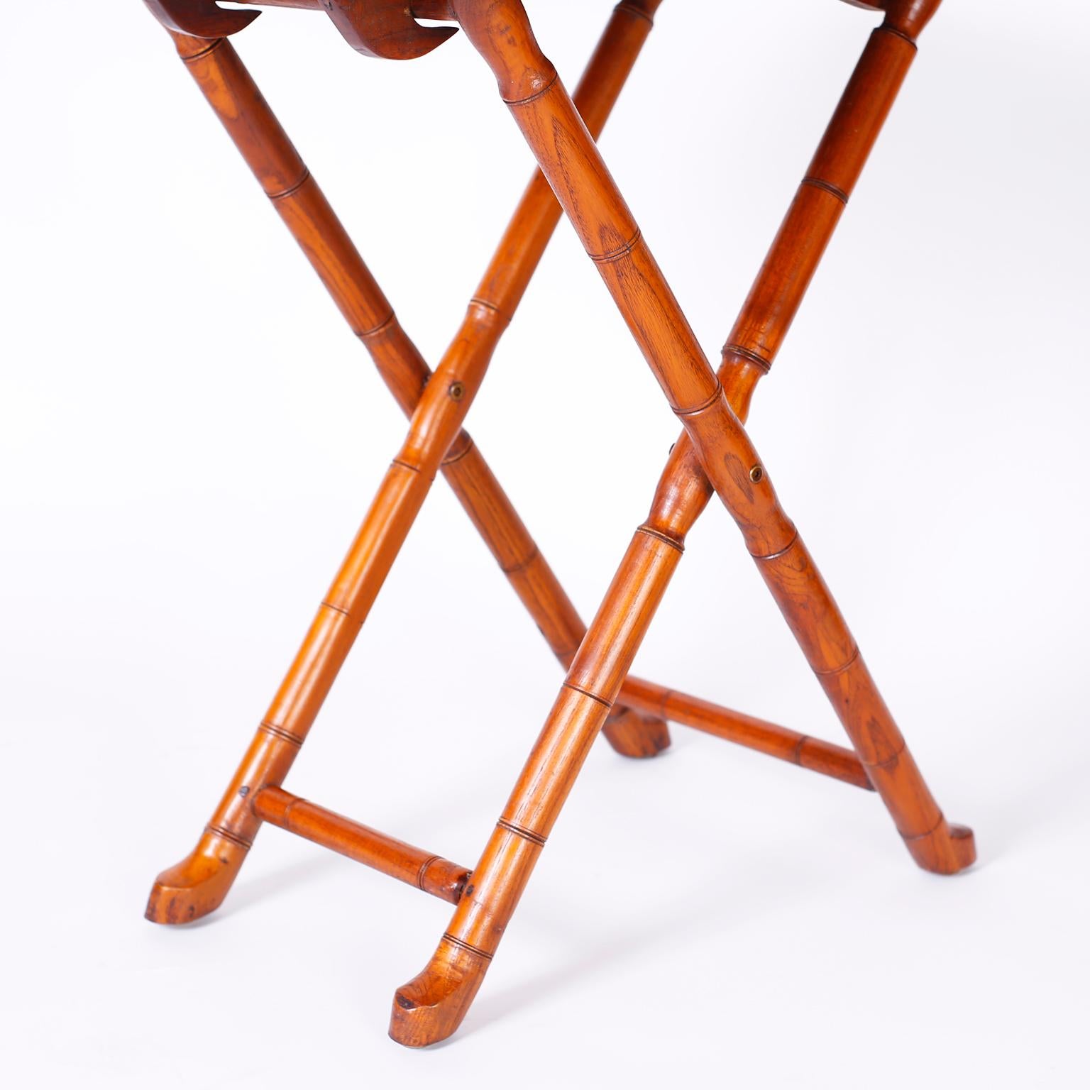 British Colonial Style Faux Bamboo Folding Chairs and Table 2