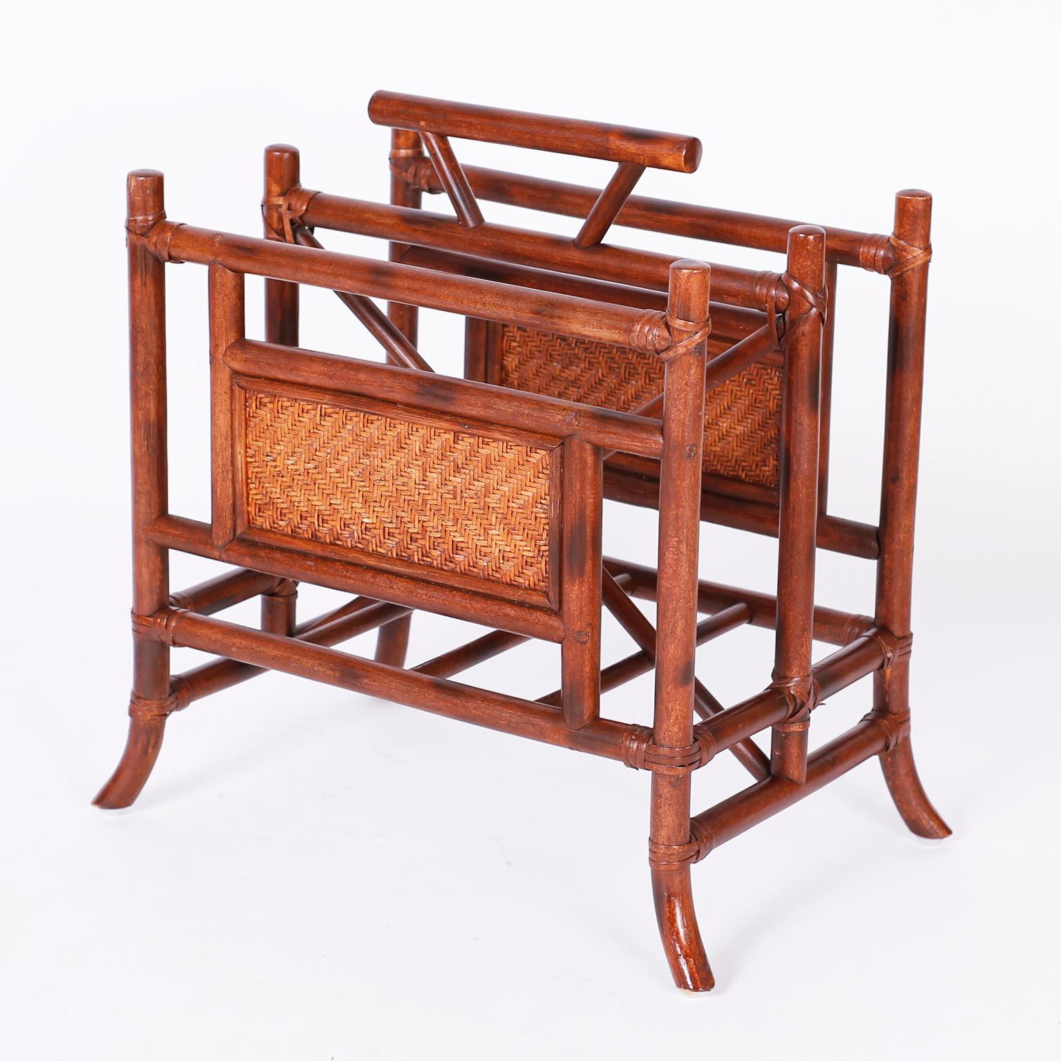 British Colonial Style Faux Bamboo Magazine Rack In Good Condition In Palm Beach, FL