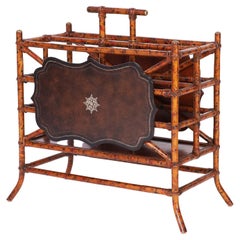 Vintage  British Colonial Style Faux Bamboo Magazine Rack