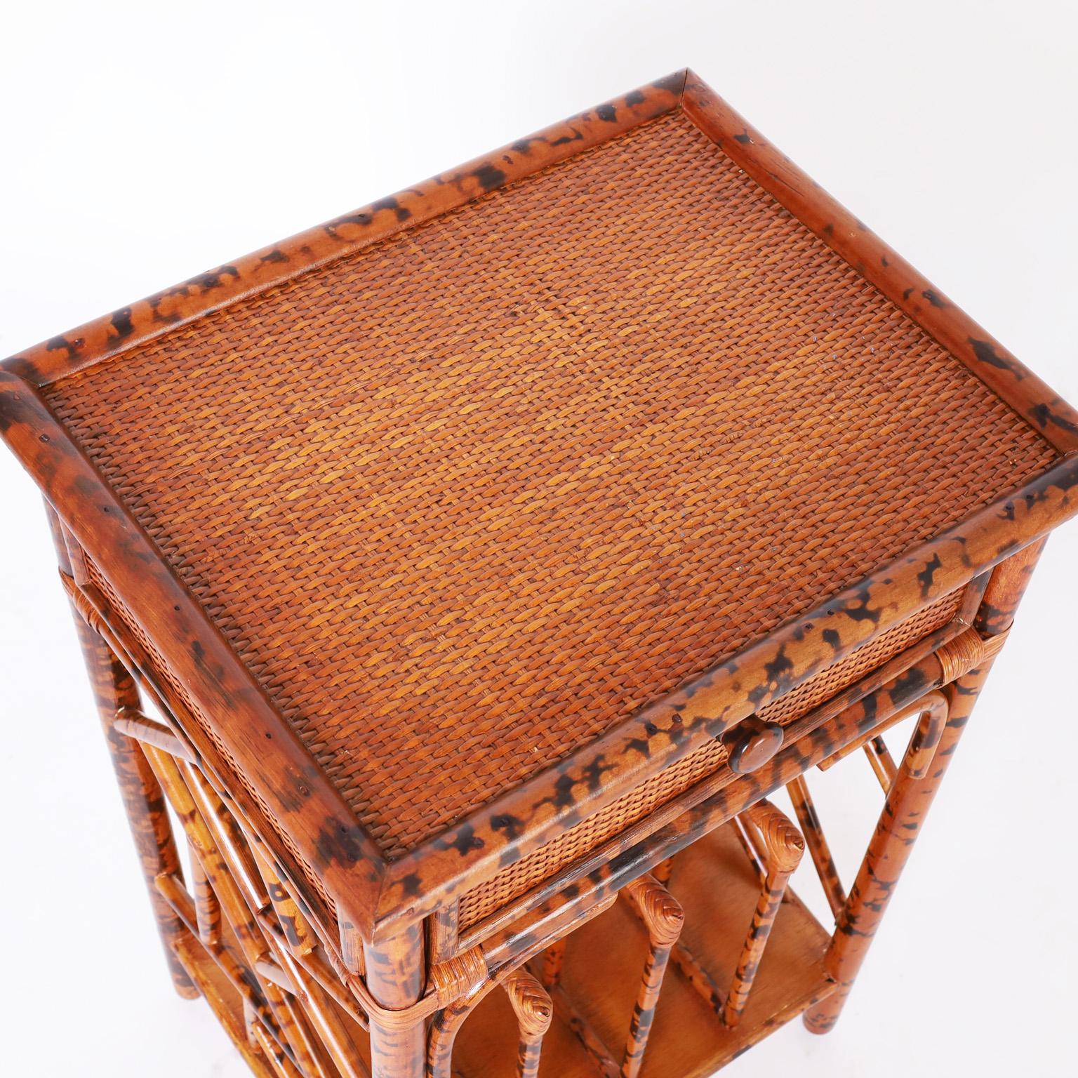 British Colonial Style Faux Bamboo Stand with Magazine Rack In Good Condition In Palm Beach, FL