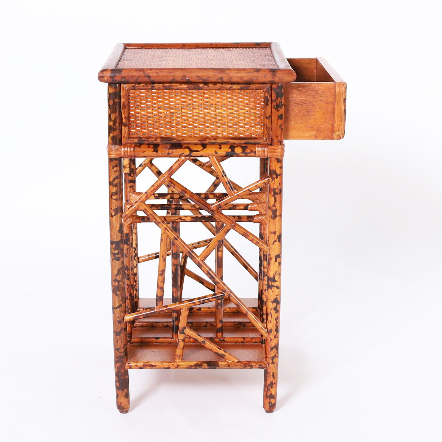 Grasscloth British Colonial Style Faux Bamboo Stand with Magazine Rack