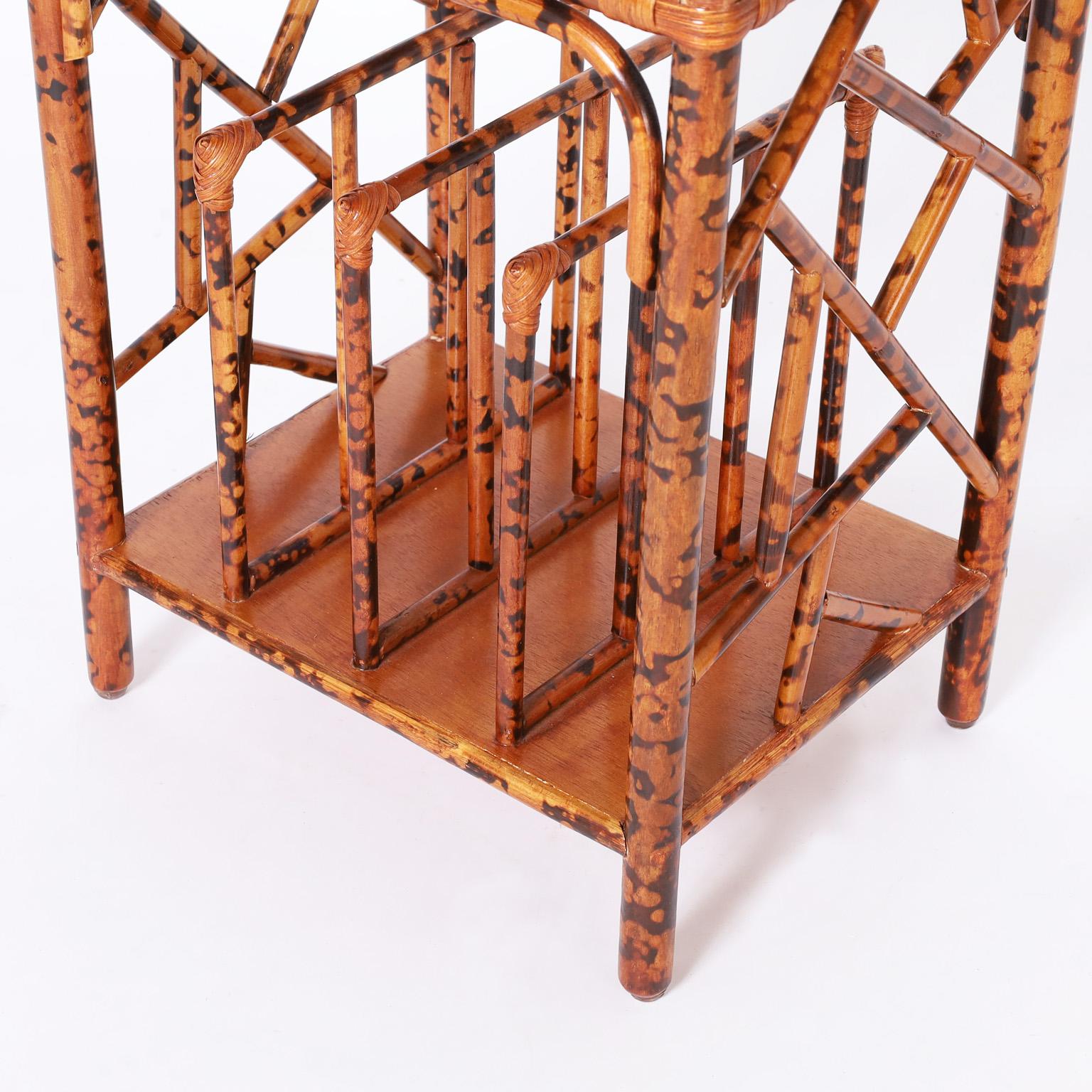 British Colonial Style Faux Bamboo Stand with Magazine Rack 2