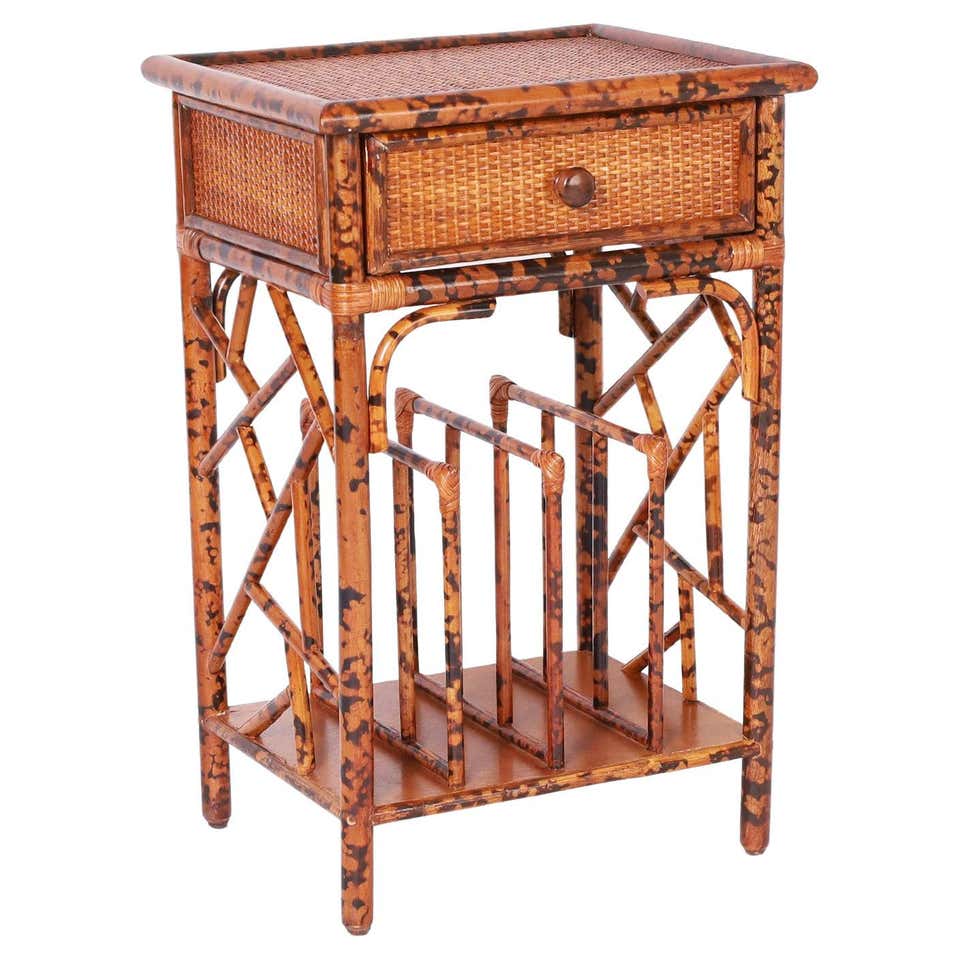 British Colonial Style Faux Bamboo Stand with Magazine Rack For Sale at ...