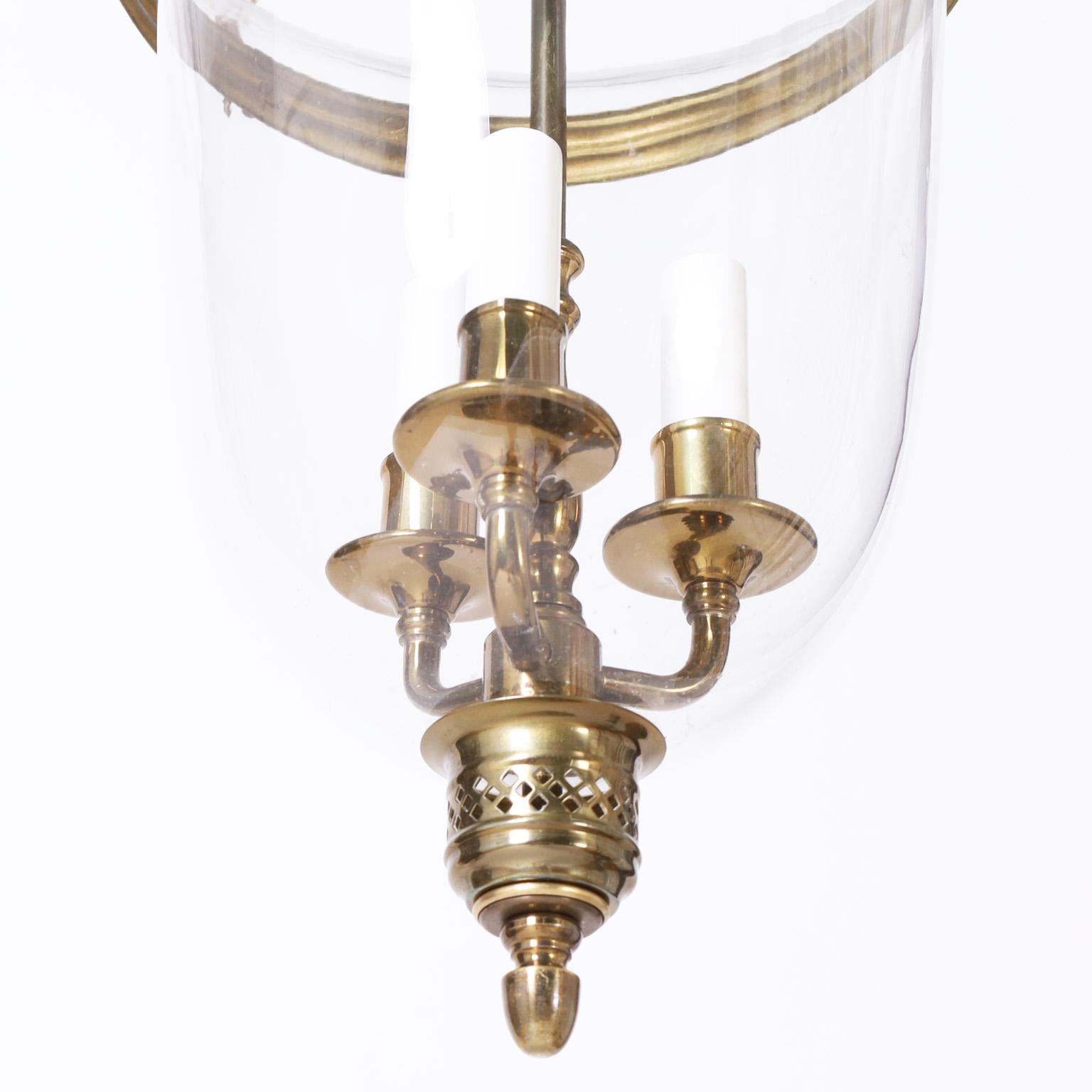 British Colonial Style Glass Lantern or Pendant In Good Condition For Sale In Palm Beach, FL