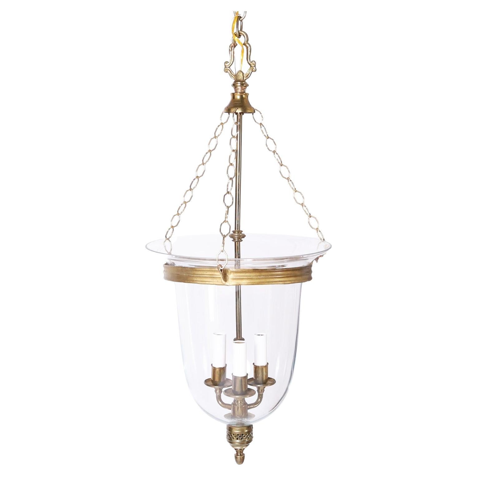 British Colonial Style Glass Lantern or Pendant For Sale