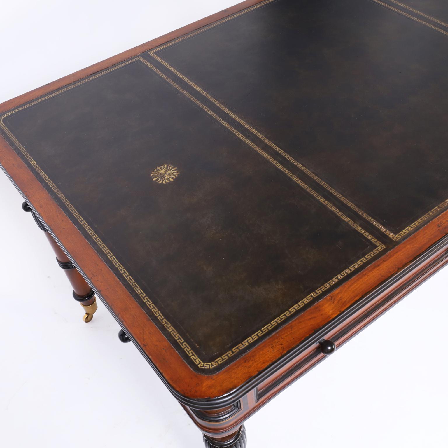 British Colonial Style Leather Top Desk 1