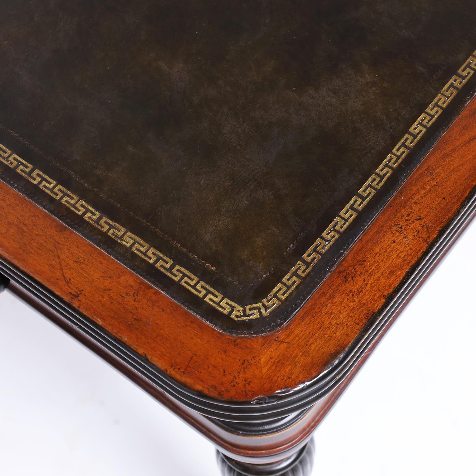 British Colonial Style Leather Top Desk 2