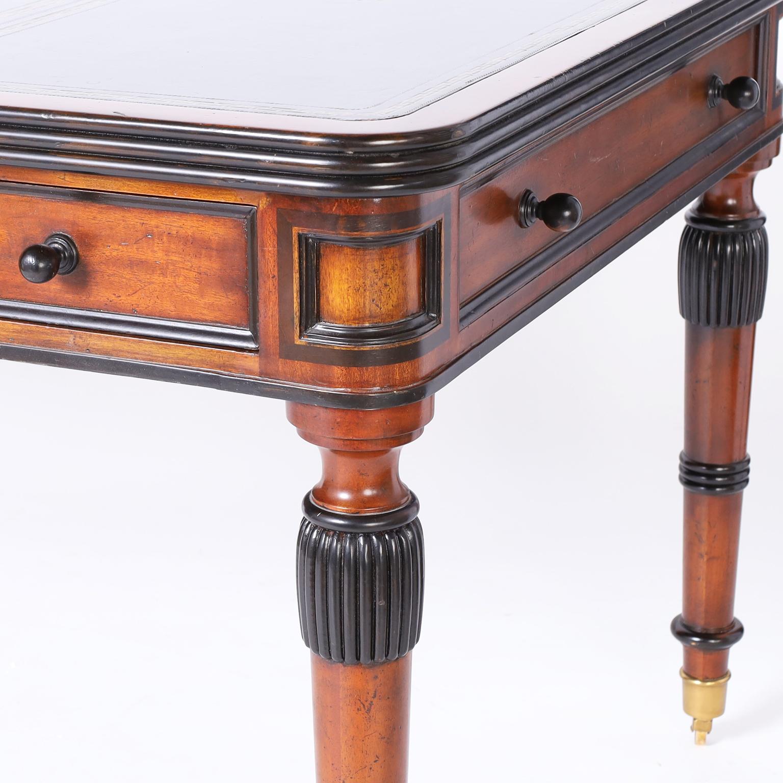 British Colonial Style Leather Top Desk 3