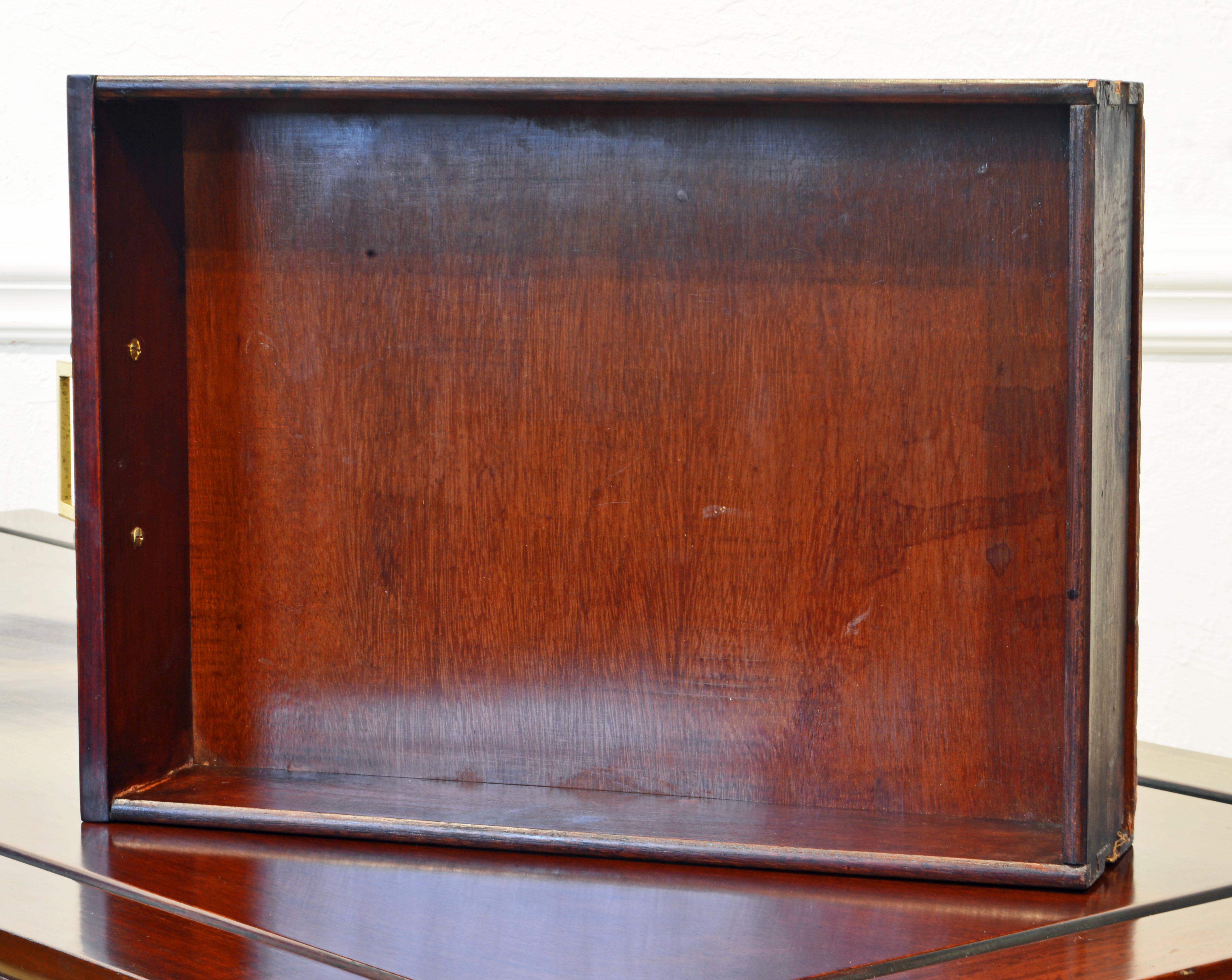 Hong Kong British Colonial Style Ming Inspired Solid Mahogany Five Drawer Desk, 20th C