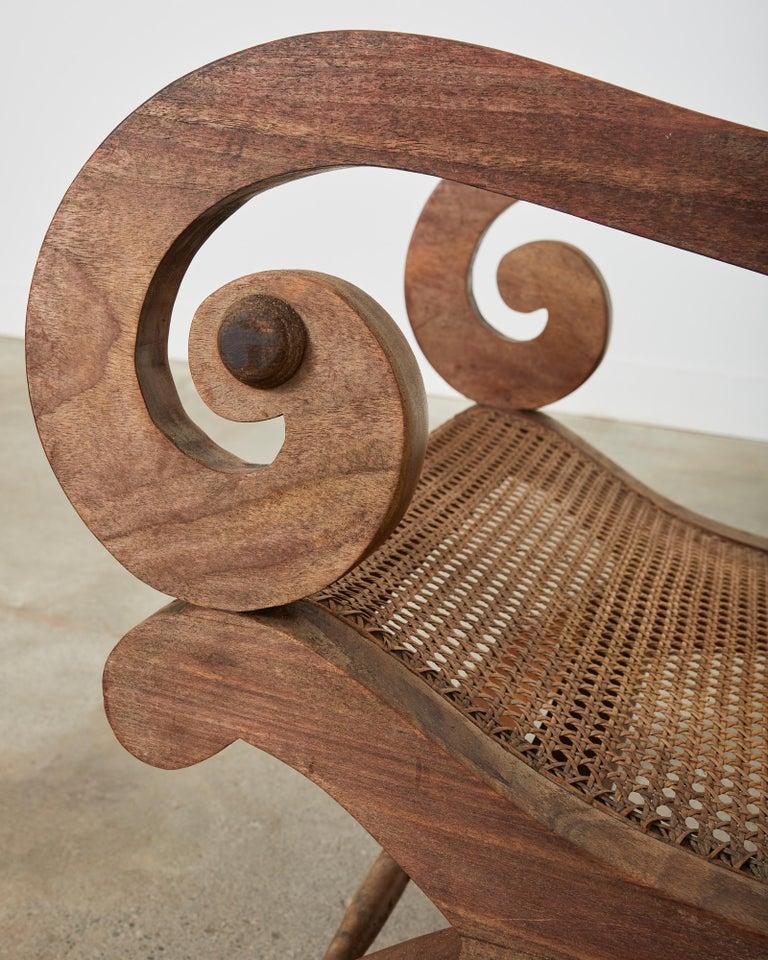 British Colonial Style Plantation Lounge Chair with Ottoman In Distressed Condition In Rio Vista, CA