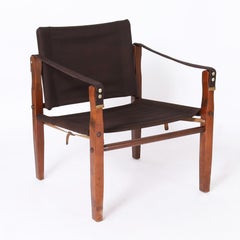 British Colonial Style Set of Four Safari Chairs