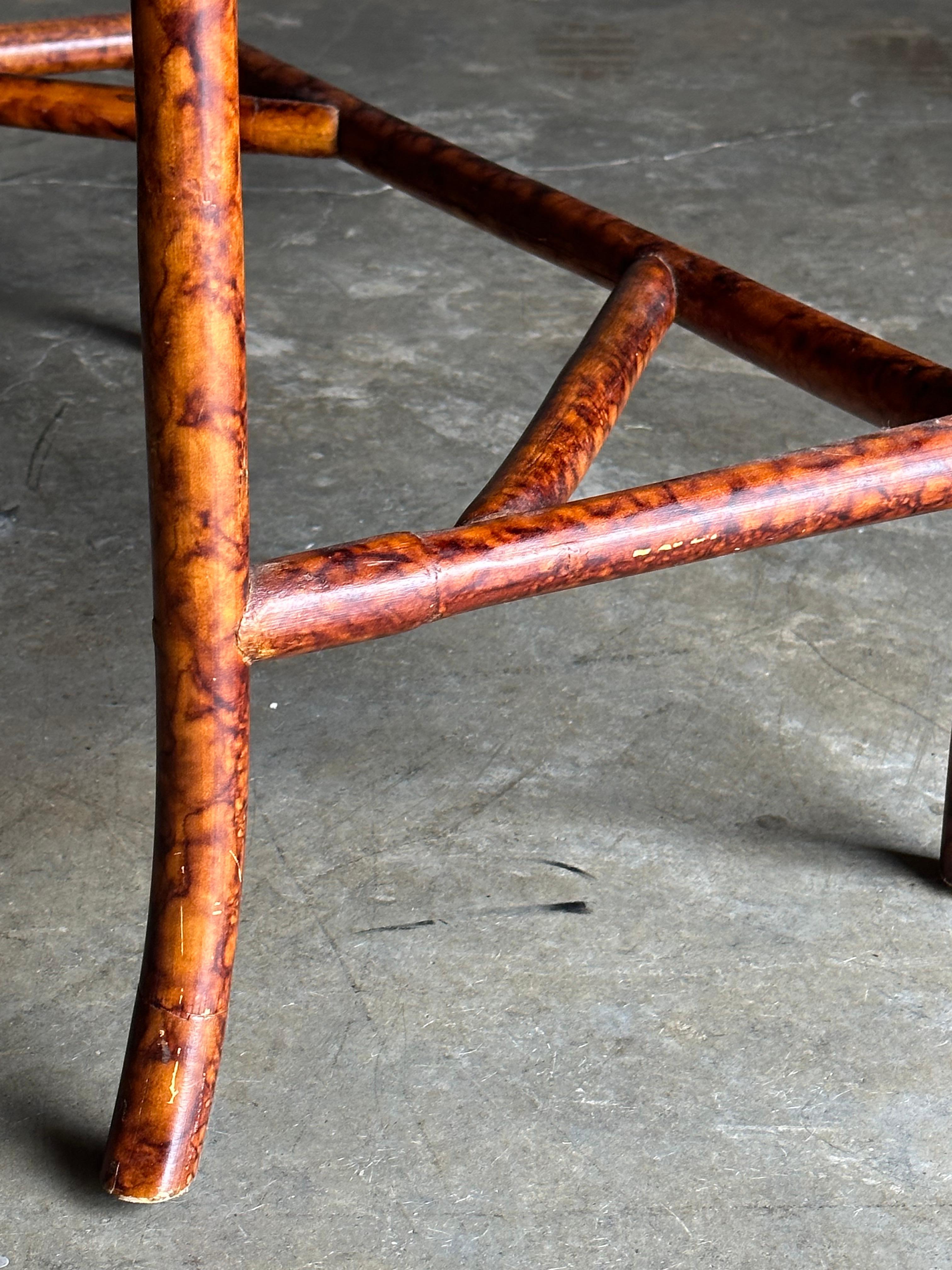 British Colonial Style Small Desk or Console Table, Faux Bamboo and Cane 5